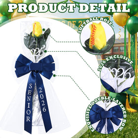 Suncalla softball rose with bow held for graduation night celebration