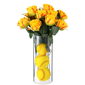 Suncalla softball rose with leaves 12pcs pack enhances versatile decor and party flair.