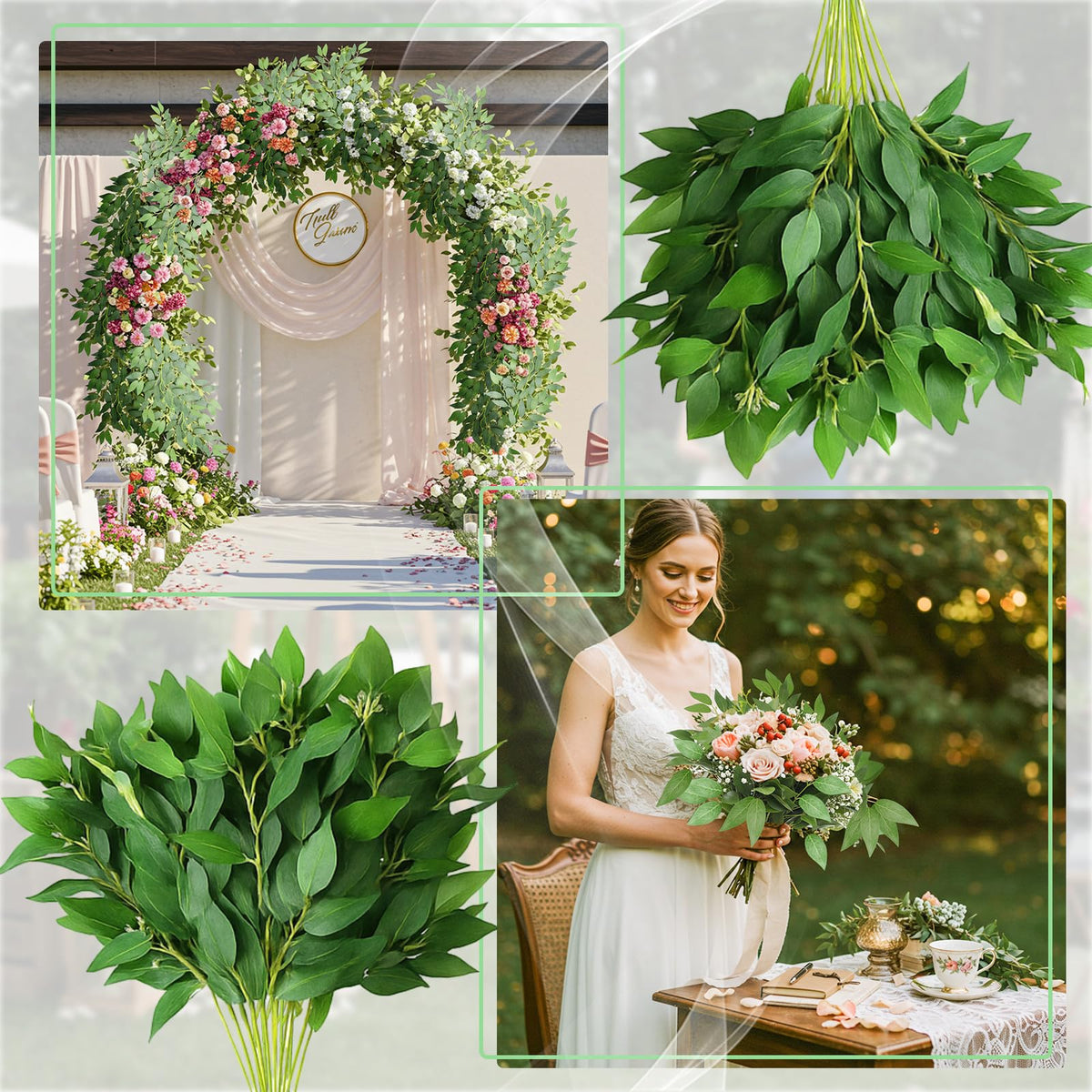 Suncalla wedding arch adorned with Italian Ruscus greenery