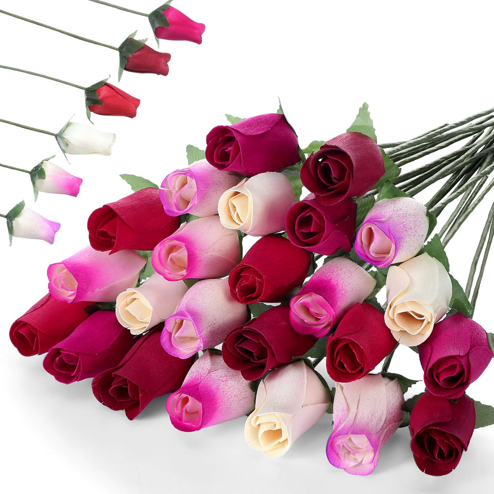 Suncalla wooden rose bouquet with multicolor petals for elegant decor