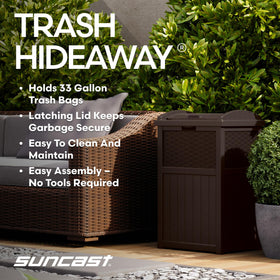 Suncast decorative wicker-style design for backyard or deck aesthetics