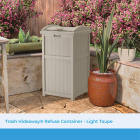 Suncast Hideaway decorative wicker-style exterior enhances patio aesthetics.