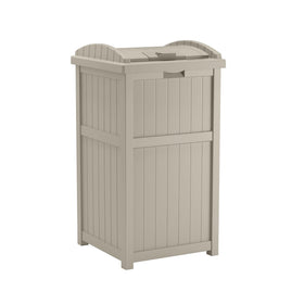 Suncast Hideaway outdoor trash can lid provides pest protection.
