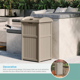 Suncast Hideaway sturdy base stays upright on uneven surfaces.