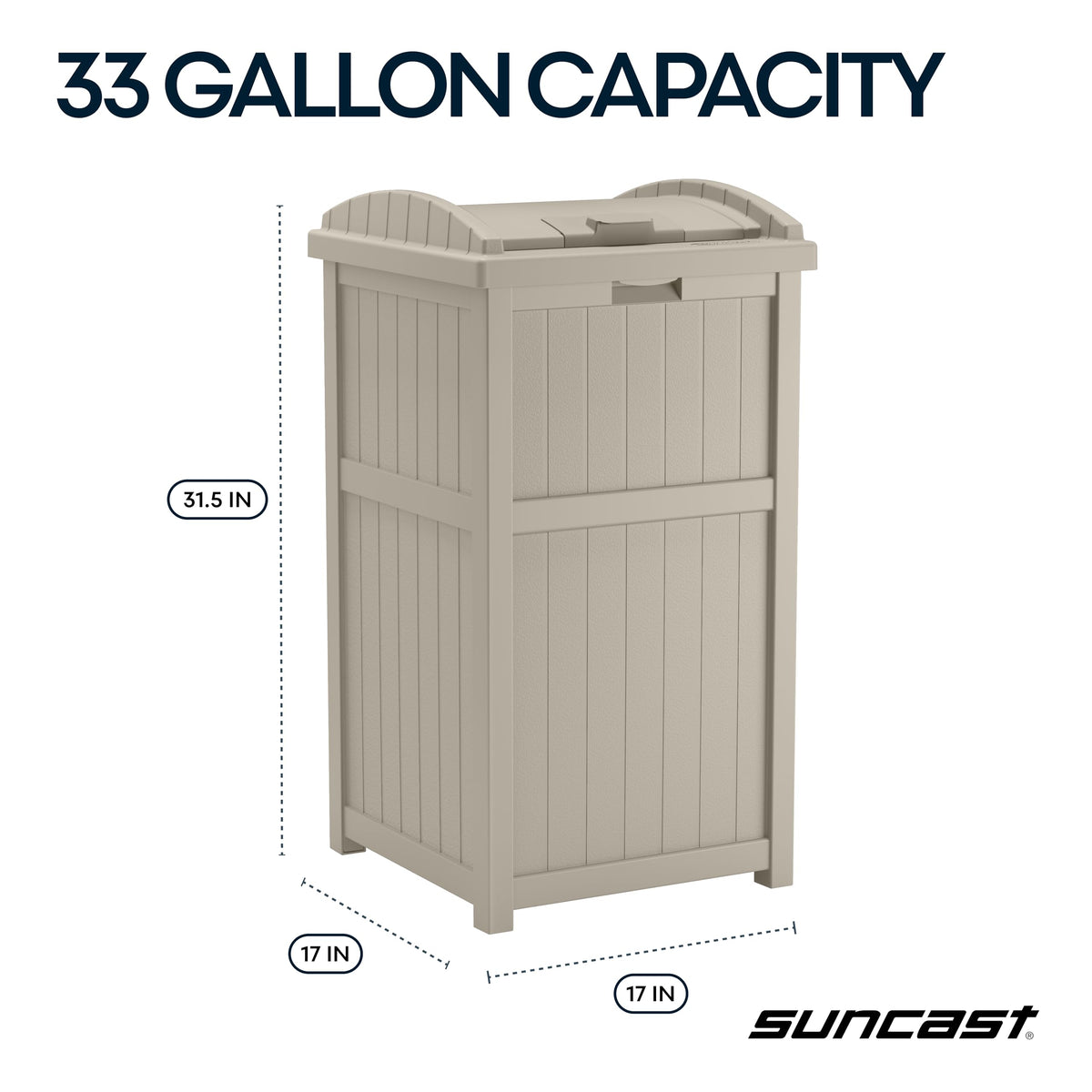 Suncast Hideaway secure latch keeps odors contained and pests out.