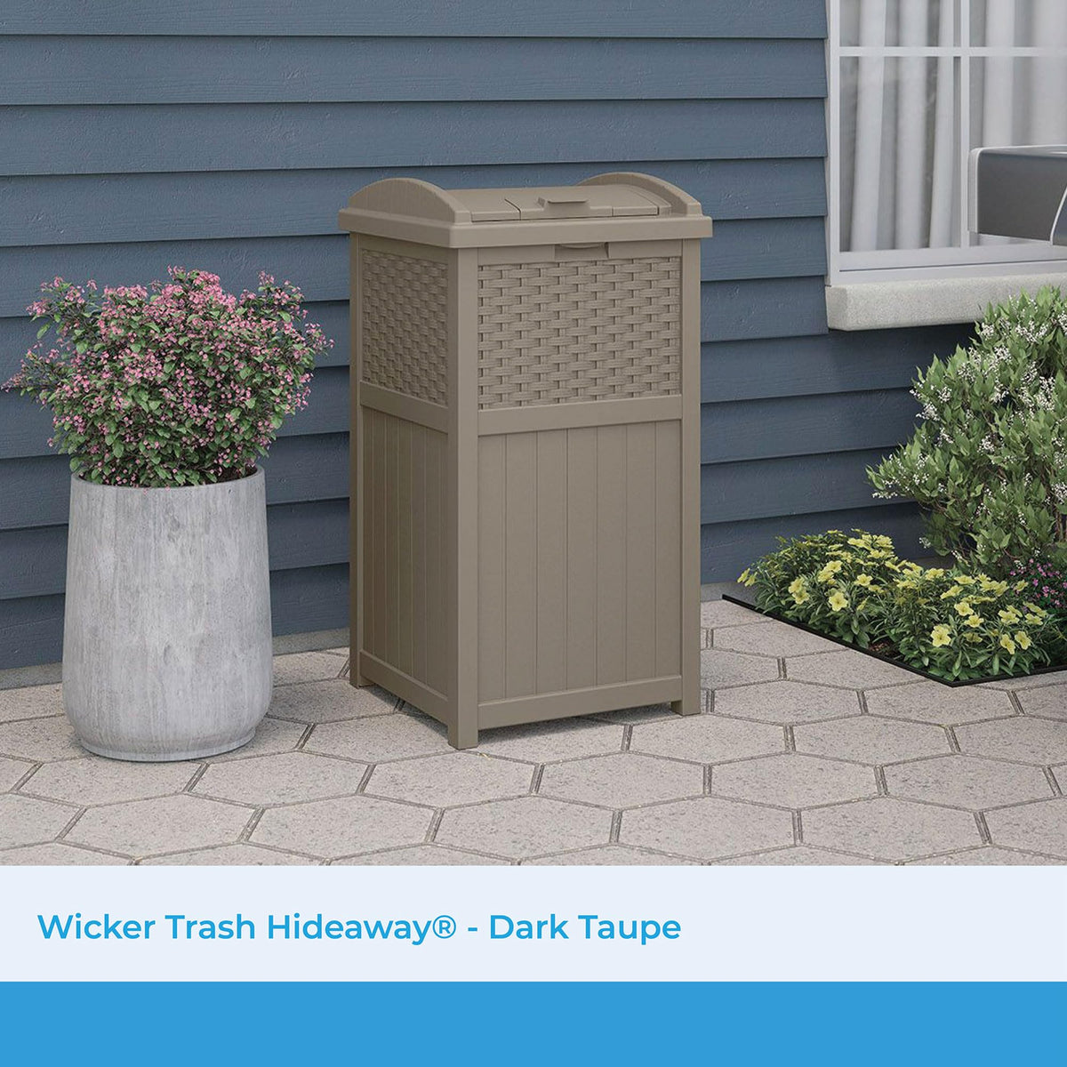 Suncast Hideaway secure-latch keeps pests out and odors contained.