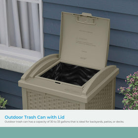 Suncast Hideaway weather-resistant resin resists fading and rust outdoors.