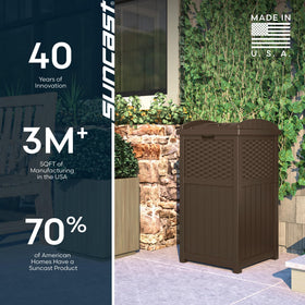 Suncast stable base keeps the outdoor trash can upright
