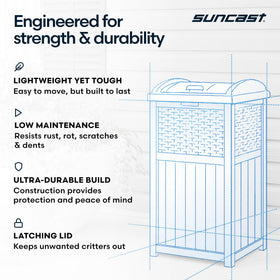 Suncast vertical compact design fits tight spaces while offering large capacity