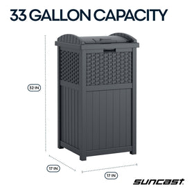 Suncast weather-resistant resin trash can resists cracking and fading.