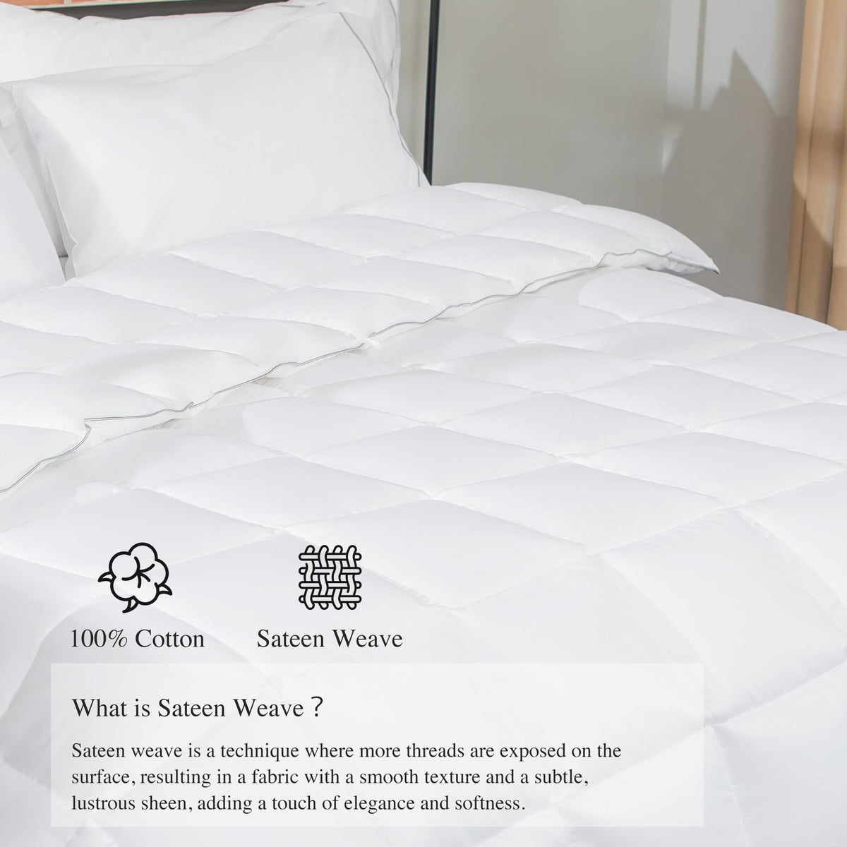 Sunflower comforter queen corner-tabs shows secure duvet attachment for tidy layering