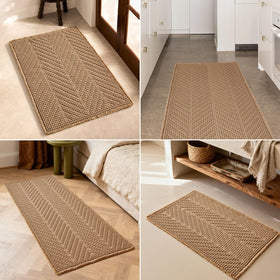 Sunfly boho rug suitable for bathrooms, kitchens, and entryways.