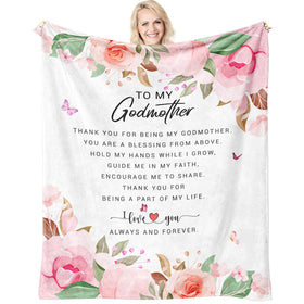 Sunhygge Godmother Gift Blanket full view on sofa, inviting cozy moments