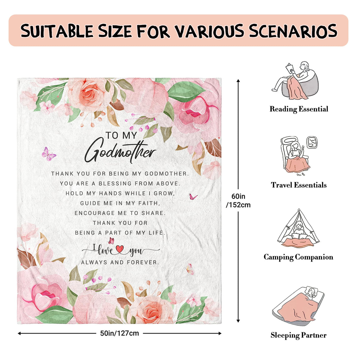 Sunhygge Godmother Gift Blanket being held for a comforting hug