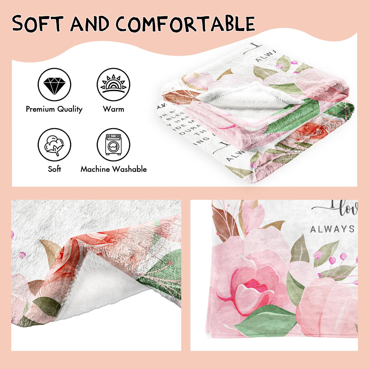 Sunhygge Godmother Gift Blanket on bed bathed in soft light