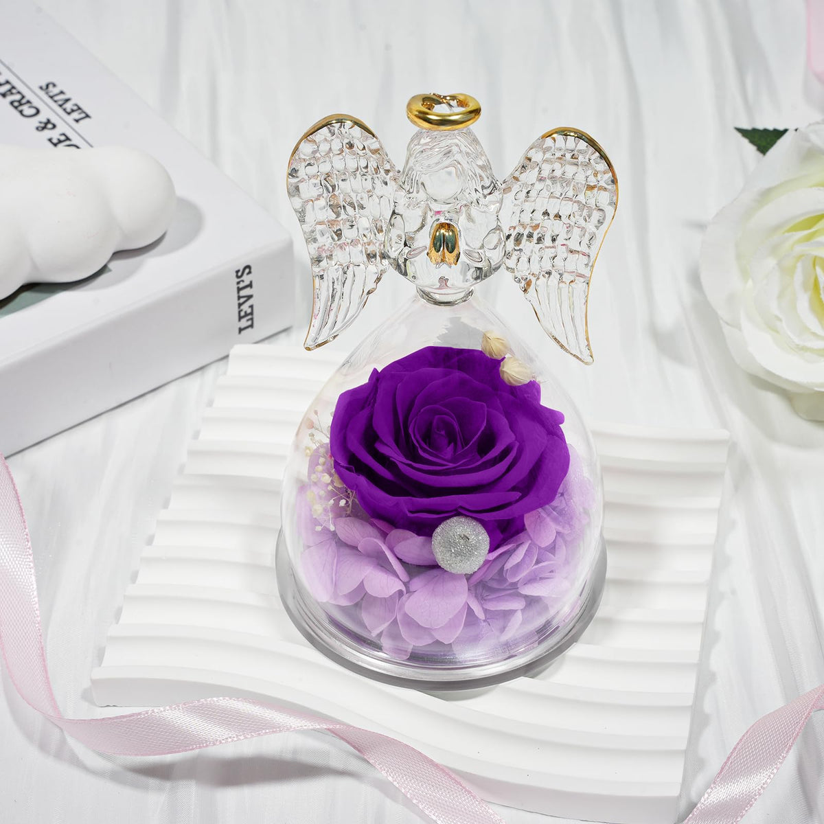 Sunia angel rose display adds elegance to home or office