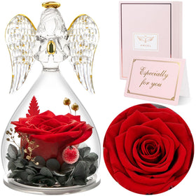 Sunia angel rose glass figurine, a timeless gift for loved ones.