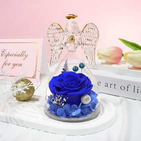 Sunia glass-dome-angel-figurine sealed for durable display and dust-free preservation.