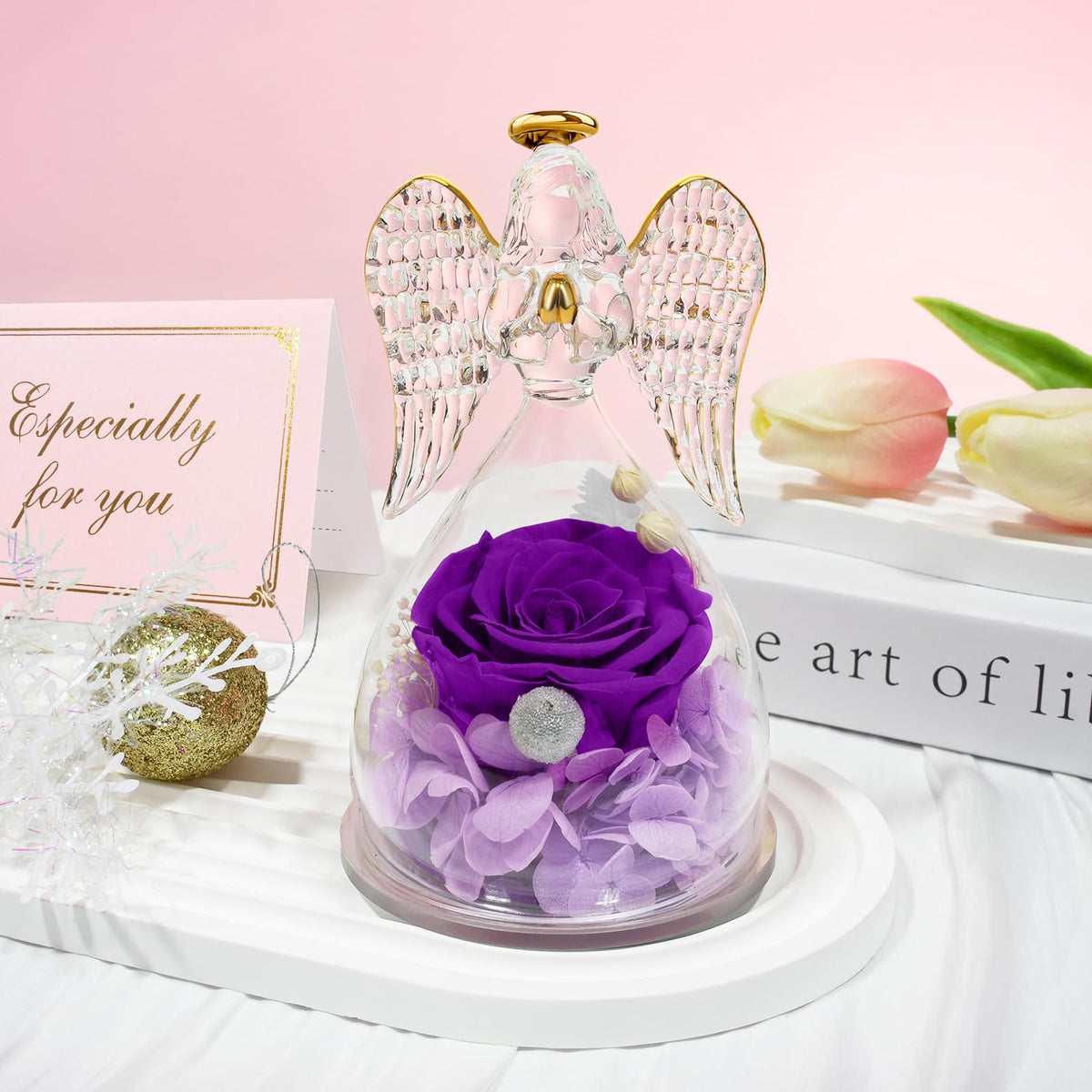 Sunia preserved rose retains vivid color and delicate form