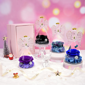 Sunia sealed glass dome protects the preserved rose display