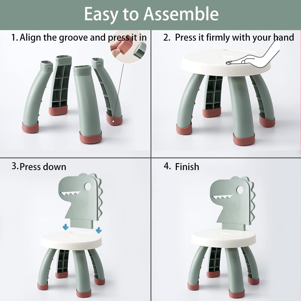 Sunkaioo Toddler Dino Chair easy-assembly green, kids can set it up with minimal help.
