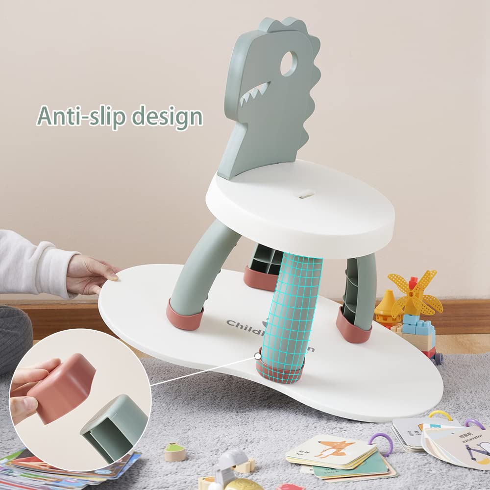 Sunkaioo Toddler Dino Chair ergonomic back green, designed to encourage comfortable seating.