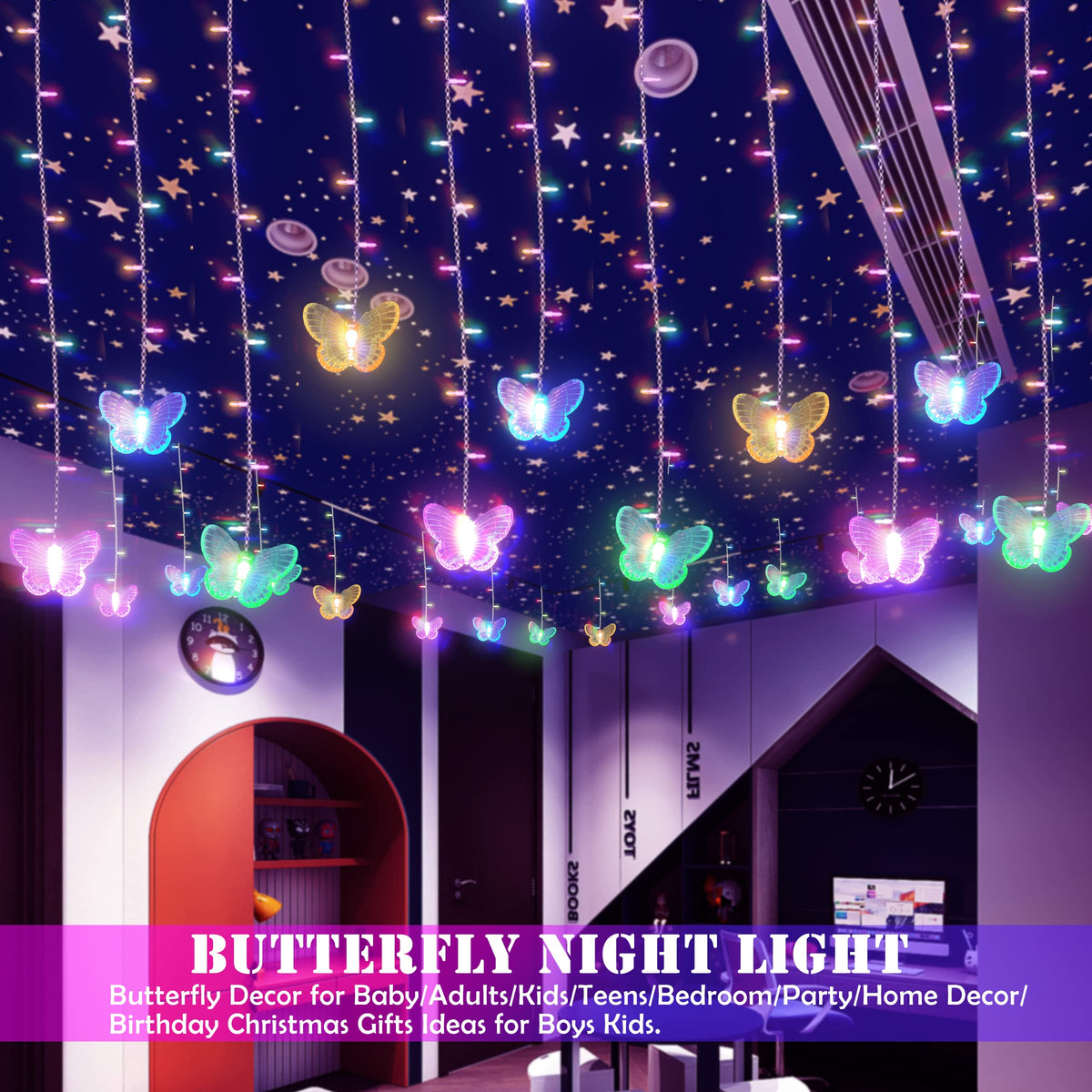 SunKite LED beads butterfly detail showcases vibrant colors for festive décor.