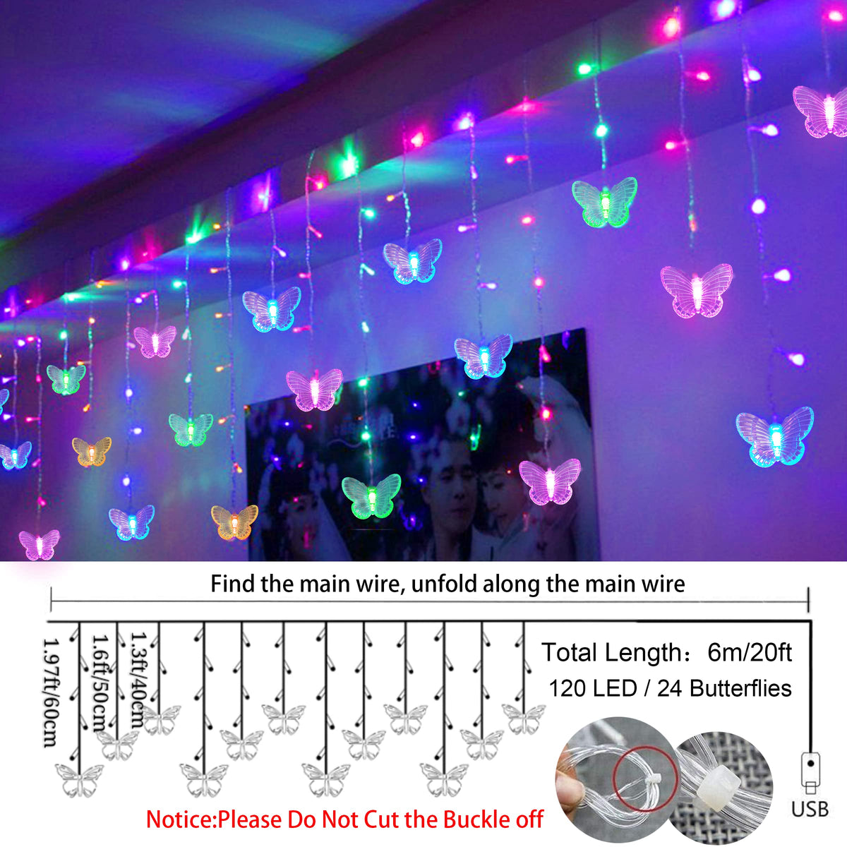 SunKite multicolor butterflies create playful, family-friendly ambience in a room.
