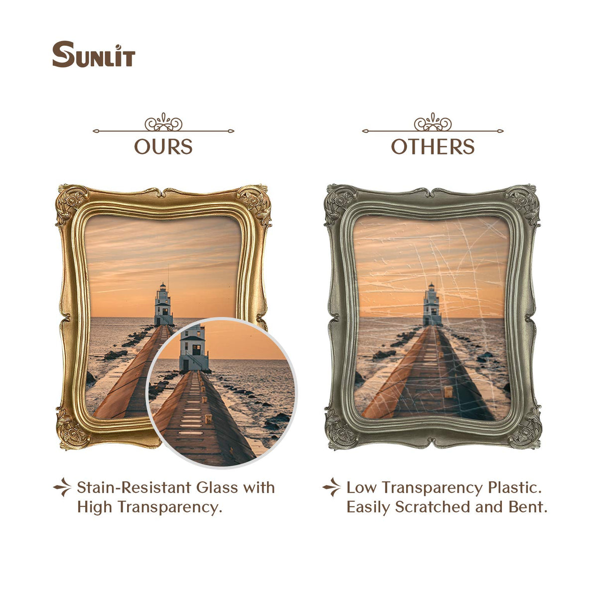 Sunlit Vintage Frame back with hanging hooks for wall mounting options.