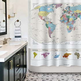 Sunlit large-scale world map makes a bold statement in any room.