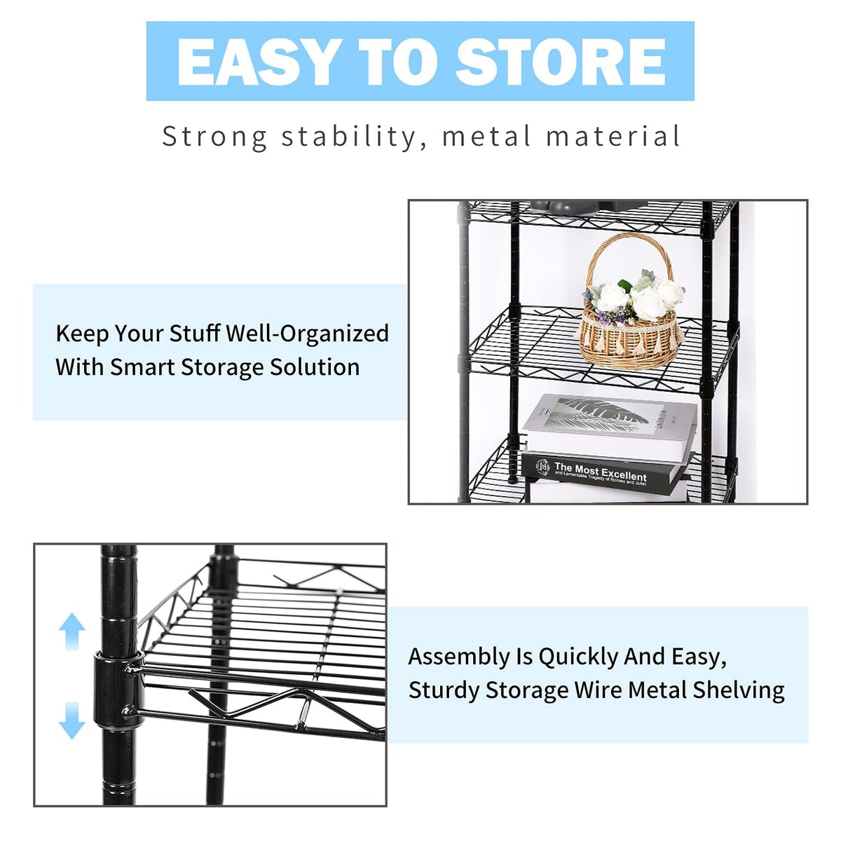 SUNLPH six-tier rack fits bathrooms, pantries, and garages for versatile storage.