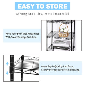 SUNLPH six-tier rack fits bathrooms, pantries, and garages for versatile storage.