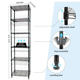SUNLPH black powder-coated steel shelf resists moisture and rust in busy spaces.