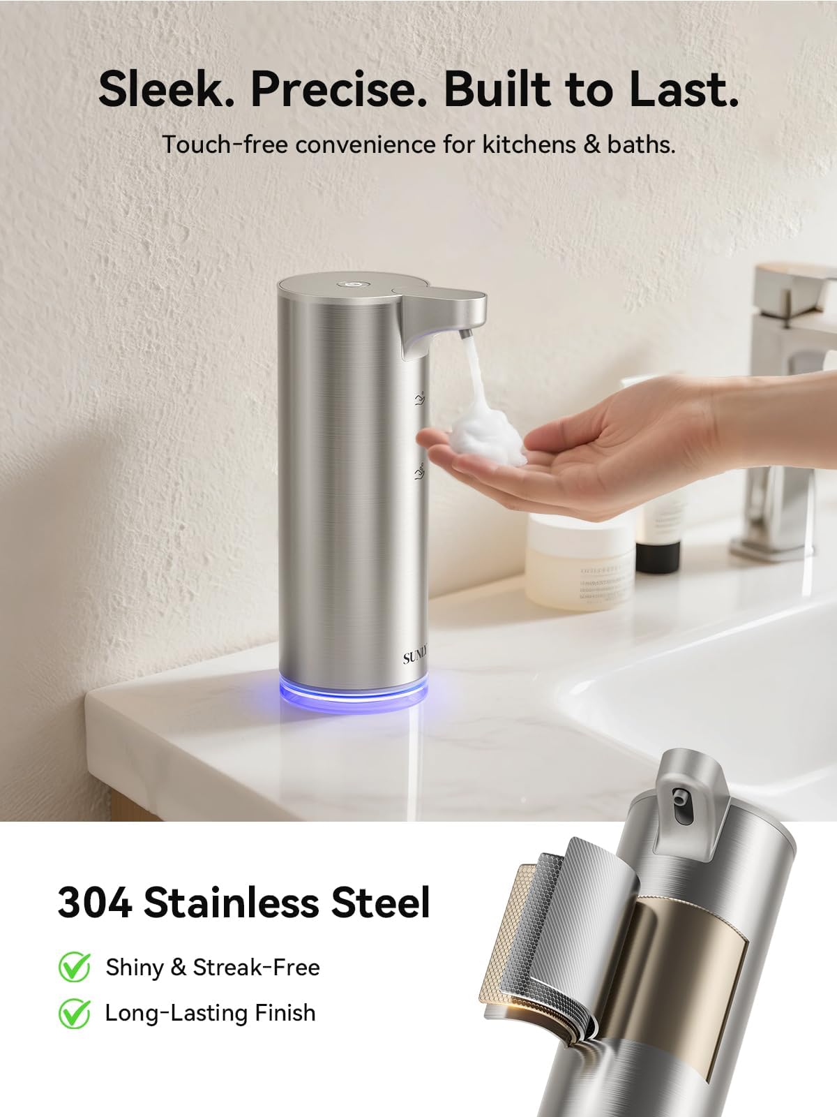 SUNLY automatic foaming dispenser with sensor activation for quick soap access