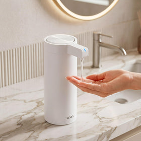 SUNLY touchless dispenser front view in a modern kitchen.