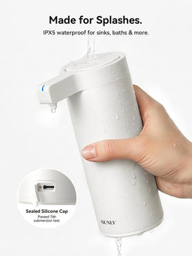 SUNLY IPX5-rated dispenser protecting against splashes at sinks.