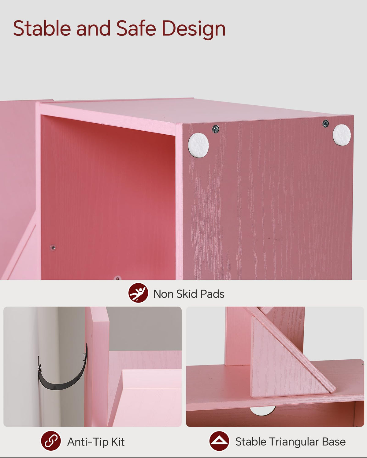 SUNMORY assembly hardware pink tree bookshelf ready for quick setup
