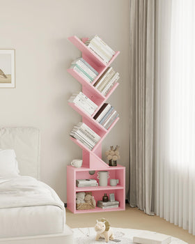 SUNMORY corner placement pink tree bookshelf fits tight nooks
