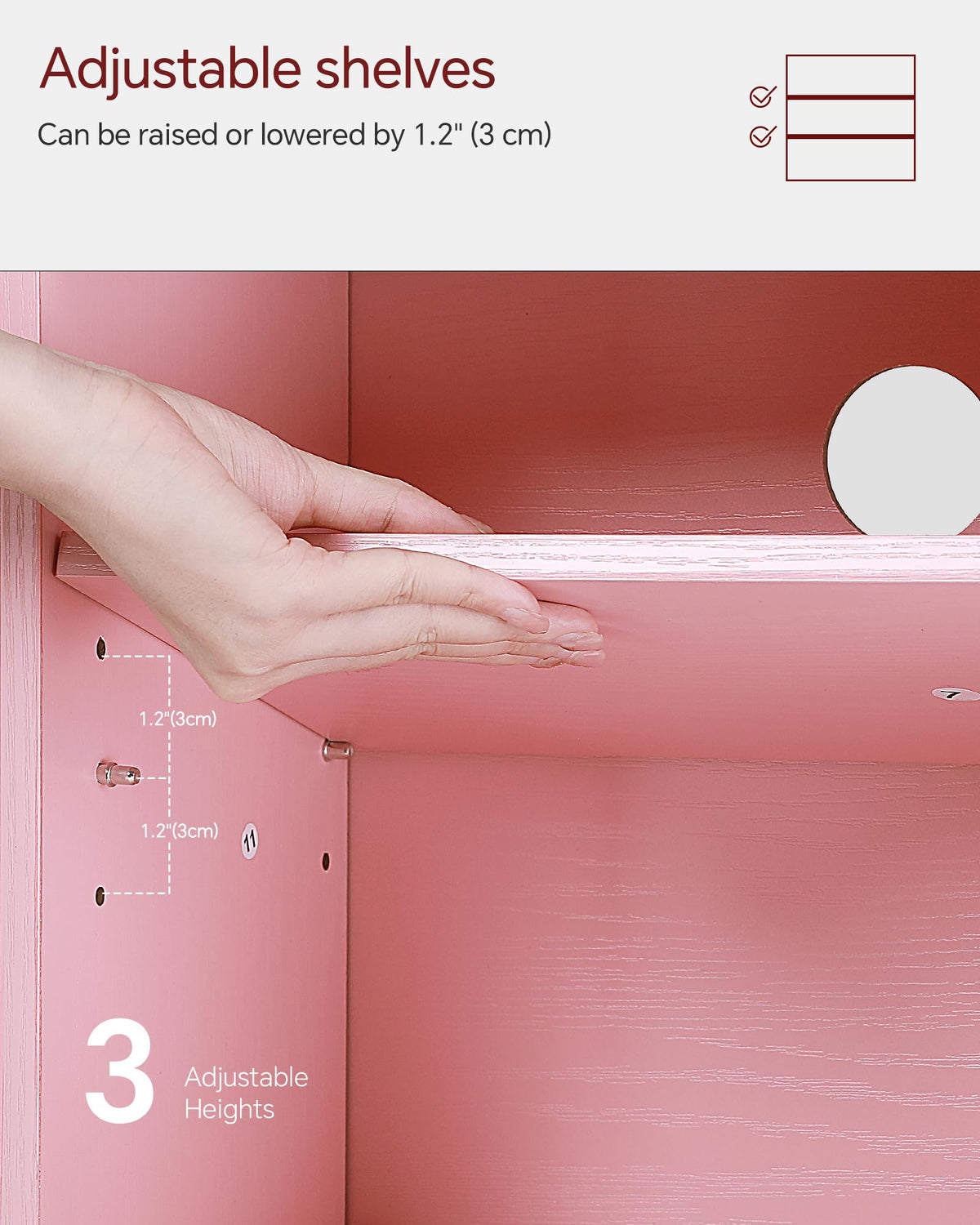 SUNMORY pink tree bookshelf with cabinet storage for organized decor