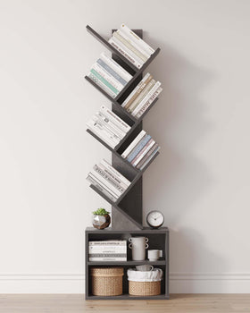 SUNMORY 6-tier tree bookshelf front view shows space-saving design