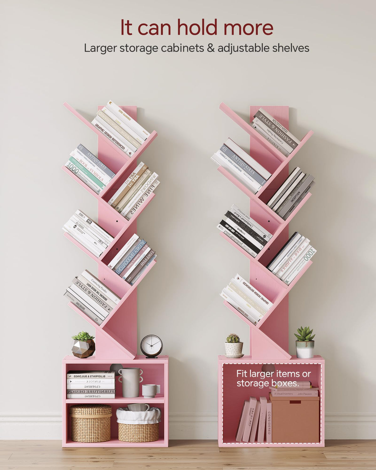 SUNMORY 6-tier bookshelf open drawer pink for easy access to items