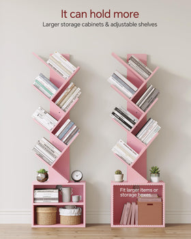 SUNMORY 6-tier bookshelf open drawer pink for easy access to items