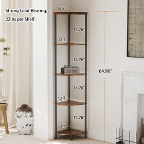 Sunmory industrial corner shelf design with rustic wood and metal finish