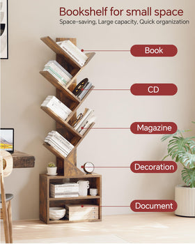SUNMORY bookshelf placed in a living room corner for organization