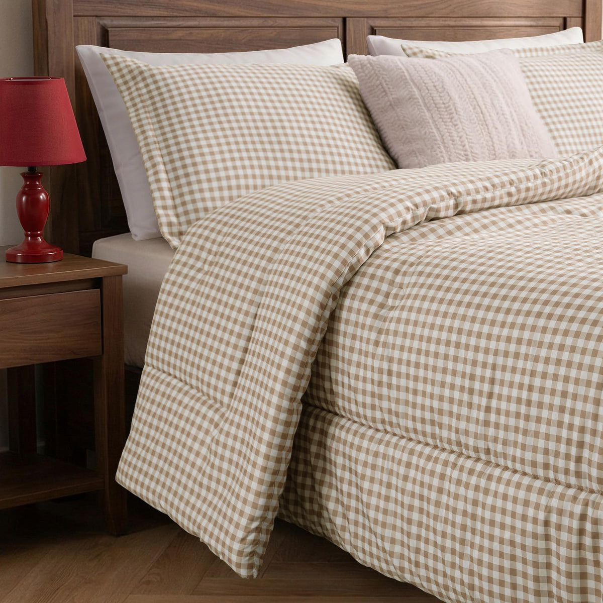 SunNewt comforter with circular stitching detail preventing shifting and bunching over time.