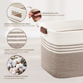 SunNewt woven rope basket for blanket storage enhances cozy living room organization.
