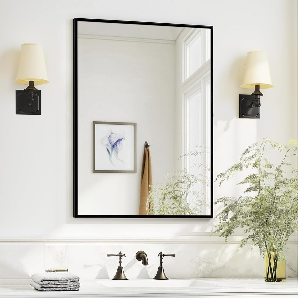 Sunniry 16x24 black-frame bathroom mirror for clear vanity reflections.