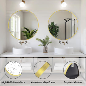Sunniry brushed metal round mirror frame for modern, durable styling