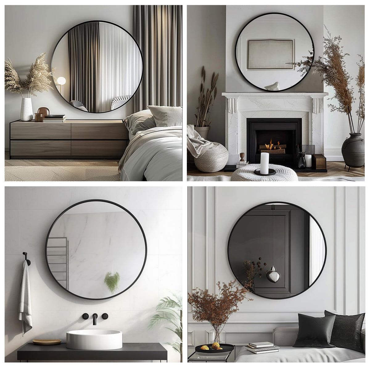 Sunniry hallway round mirror makes transitional spaces feel wider and brighter.