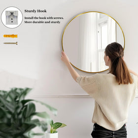 Sunniry round mirror ideal for vanity setups with clear reflections